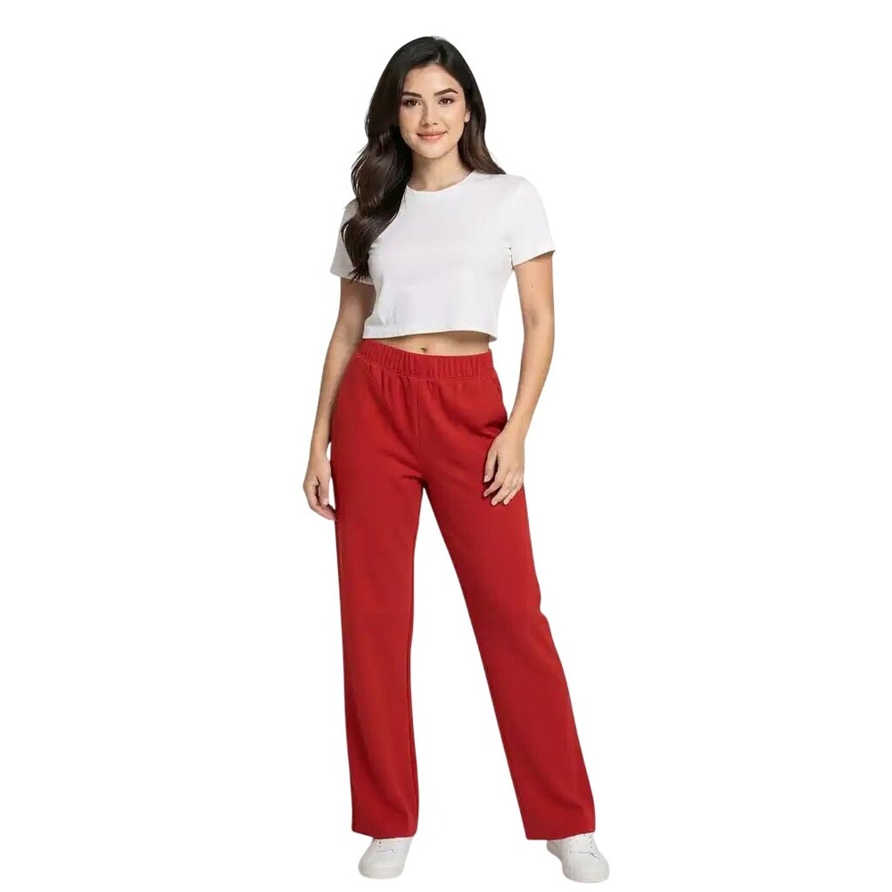 IC Collection $148 Womens Red Pull On Straight Leg Pants XS NWT Made in USA